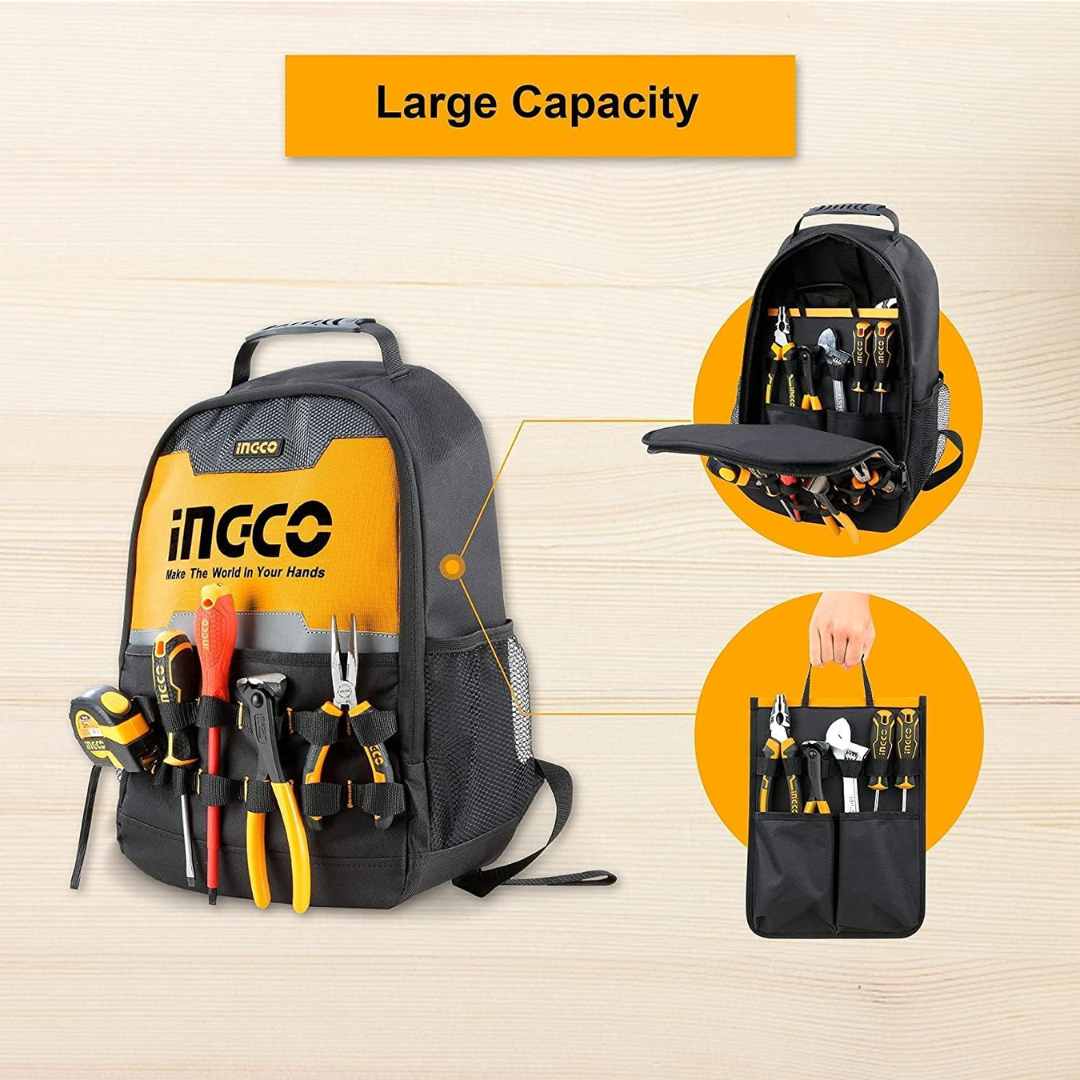 Ingco Tools Backpack with Rigid Frame & Multiple Compartments - HBP0101