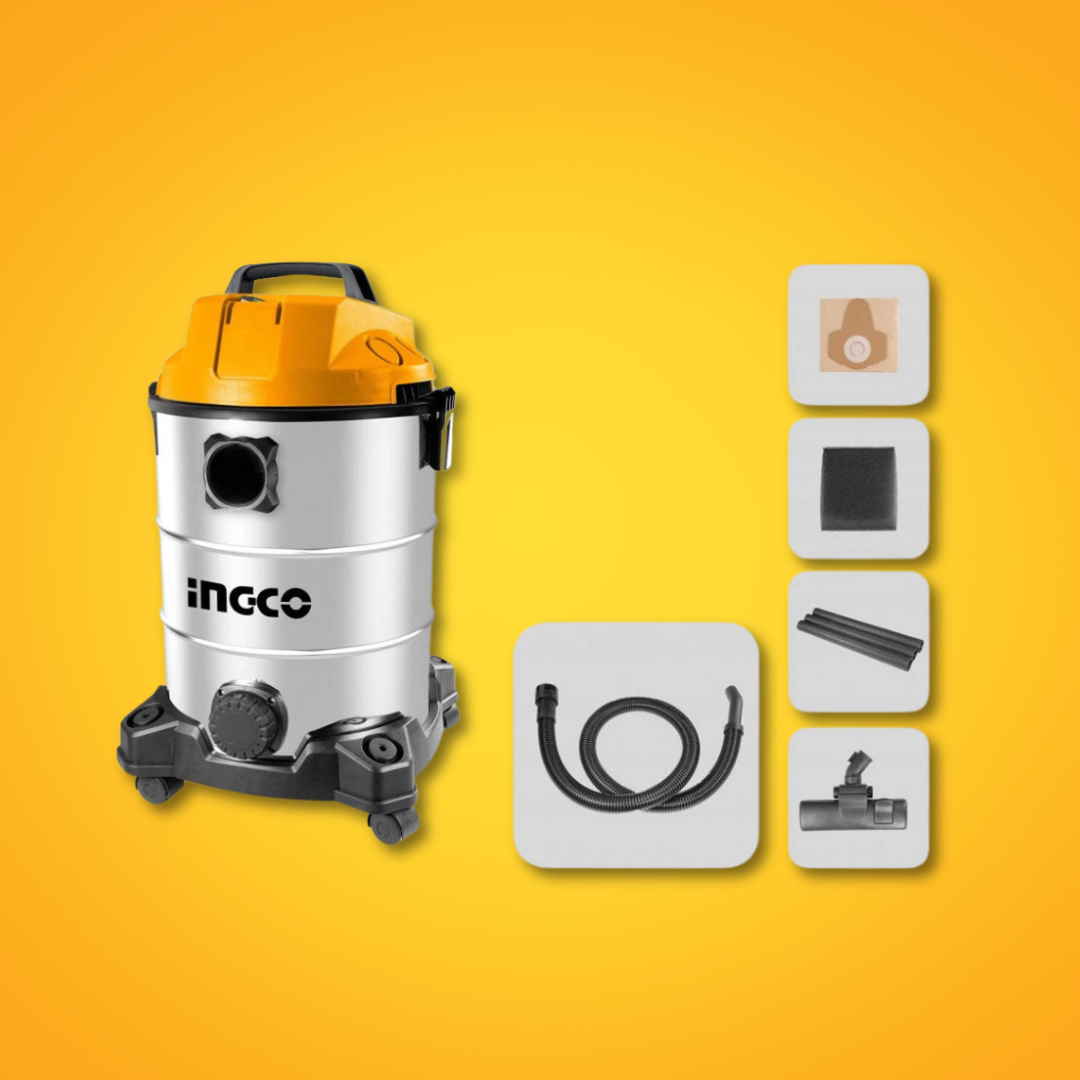 Ingco Wet & Dry Vacuum Cleaner 30 Liters 1300W - VC13301