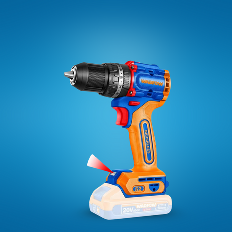 Wadfow 20V Lithium-Ion Compact Brushless Cordless Impact Drill with 20V 2.0Ah Battery & Charger - WCDP5281