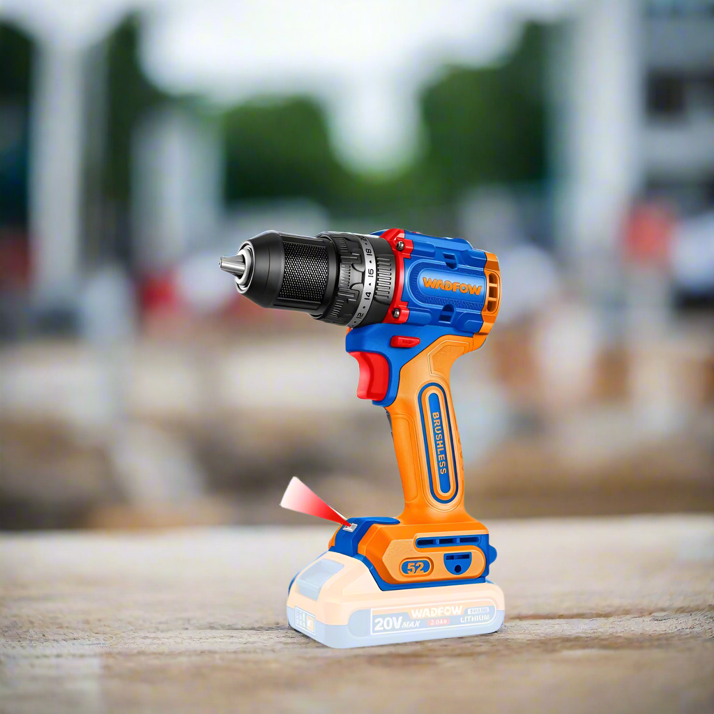 Wadfow 20V Lithium-Ion Compact Brushless Cordless Impact Drill with 20V 2.0Ah Battery & Charger - WCDP5281