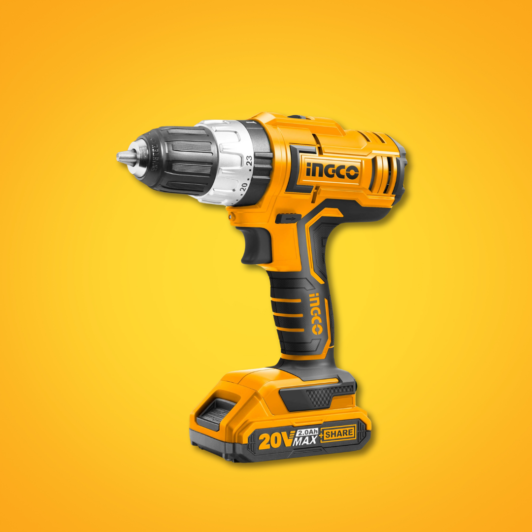 Ingco Lithium-Ion Cordless Hammer Impact Drill with Two 20V 2.0Ah Batteries & Charger - CIDLI20031