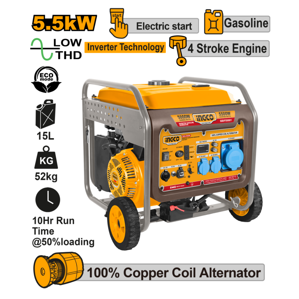 Ingco Inverter Gasoline Generator 5.5kW - GEIF65006