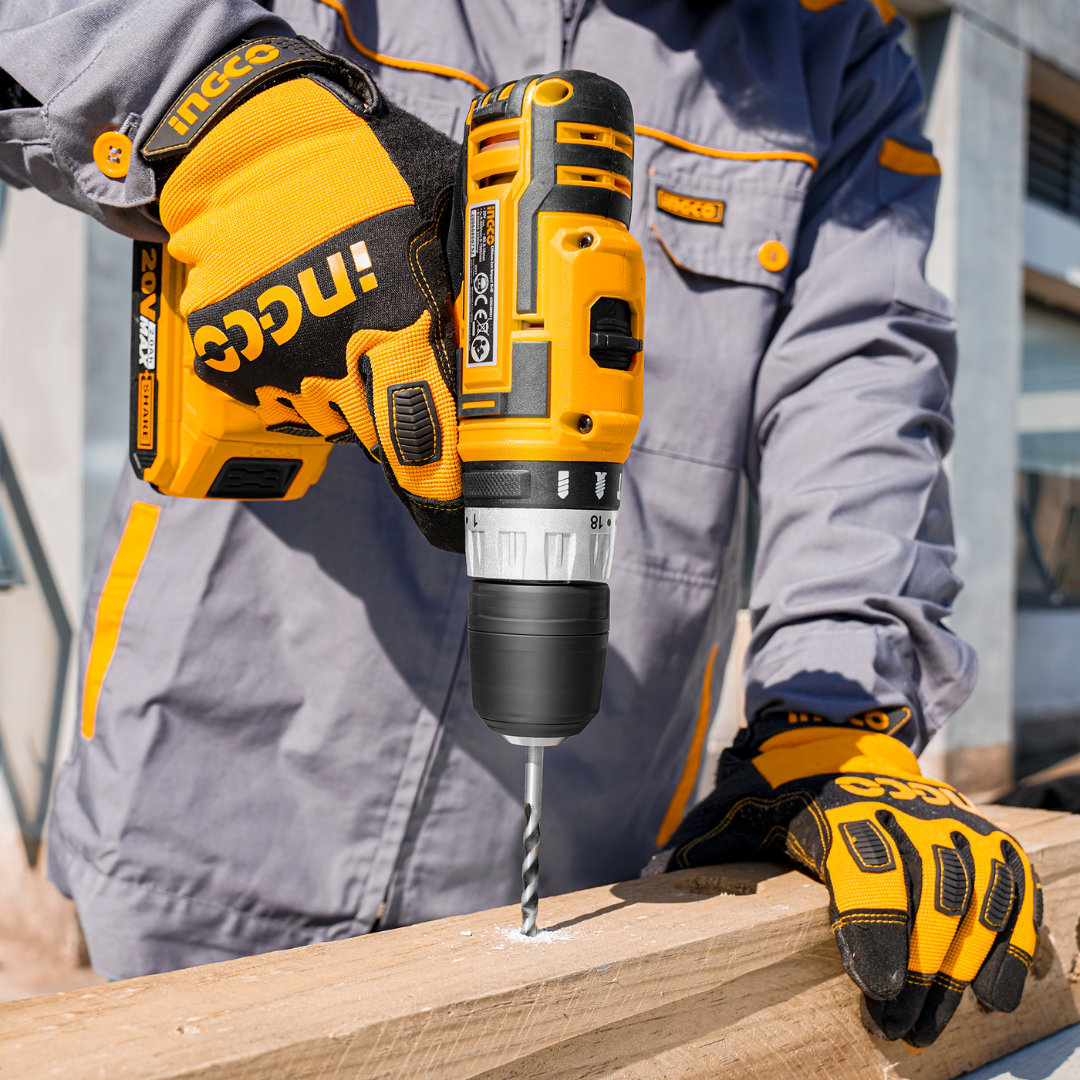 Ingco Lithium-Ion Cordless Hammer Impact Drill With Two 20V 2.0Ah Batteries & Charger - CIDLI200215