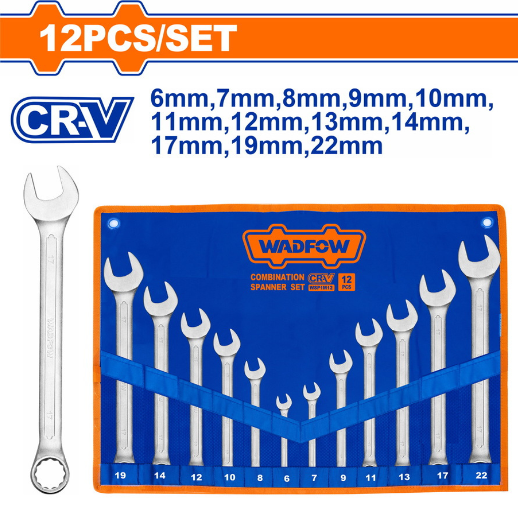 Wadfow 12-Piece Combination Spanner Set  6-22mm  -  WSP1M12