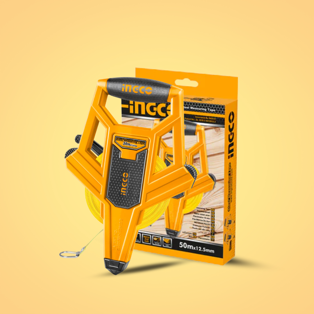 Ingco 50m x 12.5mm Fiber Glass Measuring Tape | Metric & Inch - HFMT8250