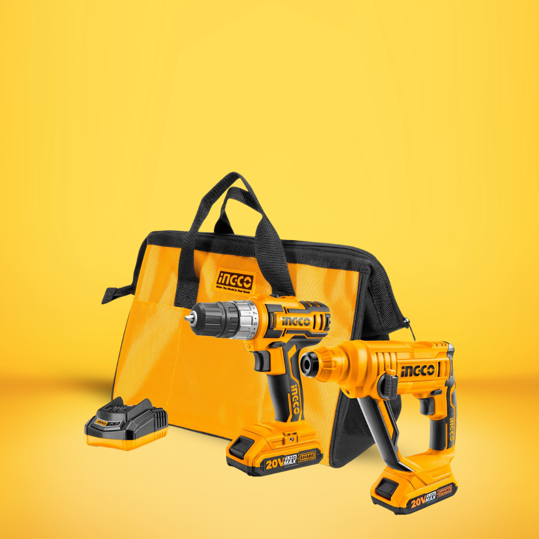 Ingco Lithium-Ion Cordless Drill + Rotary Hammer Combo Kit 20V - CKLI2008
