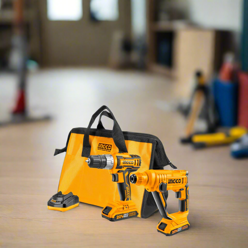 Ingco Lithium-Ion Cordless Drill + Rotary Hammer Combo Kit 20V - CKLI2008