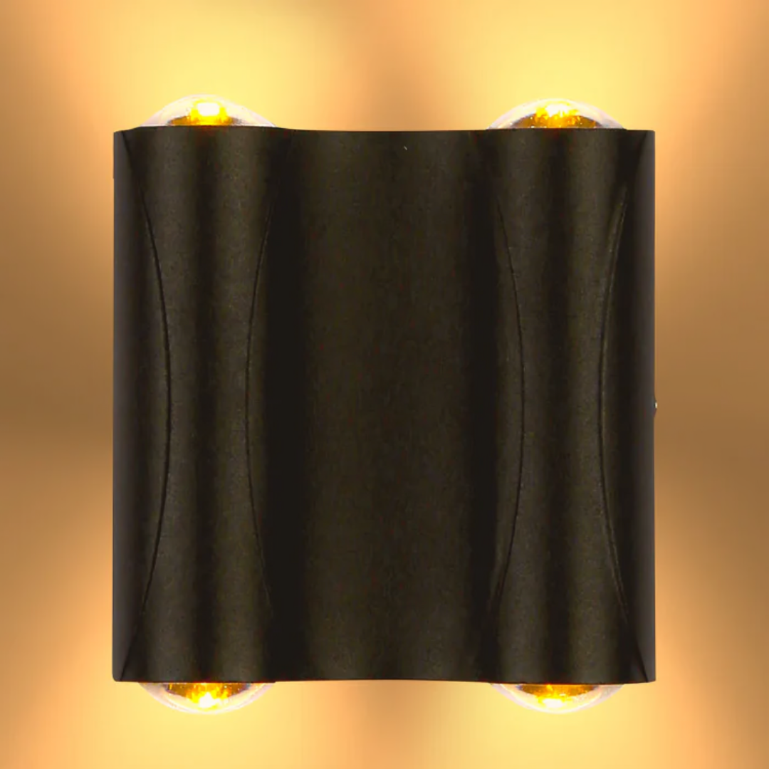 Black Corrugated Up Down Outdoor Modern LED Wall Light - 4 X 1W