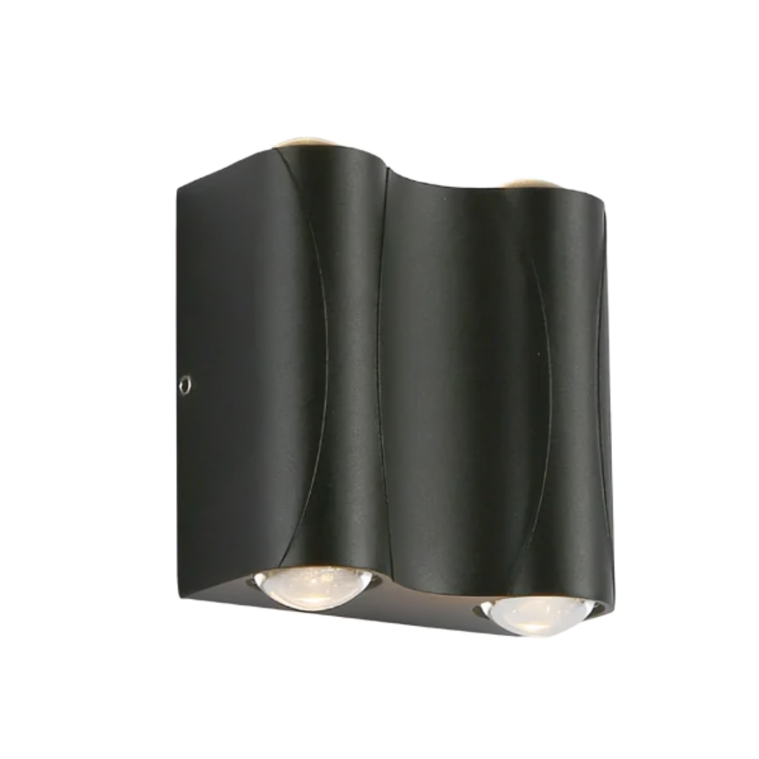 Black Corrugated Up Down Outdoor Modern LED Wall Light - 4 X 1W