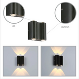 Black Corrugated Up Down Outdoor Modern LED Wall Light - 4 X 1W