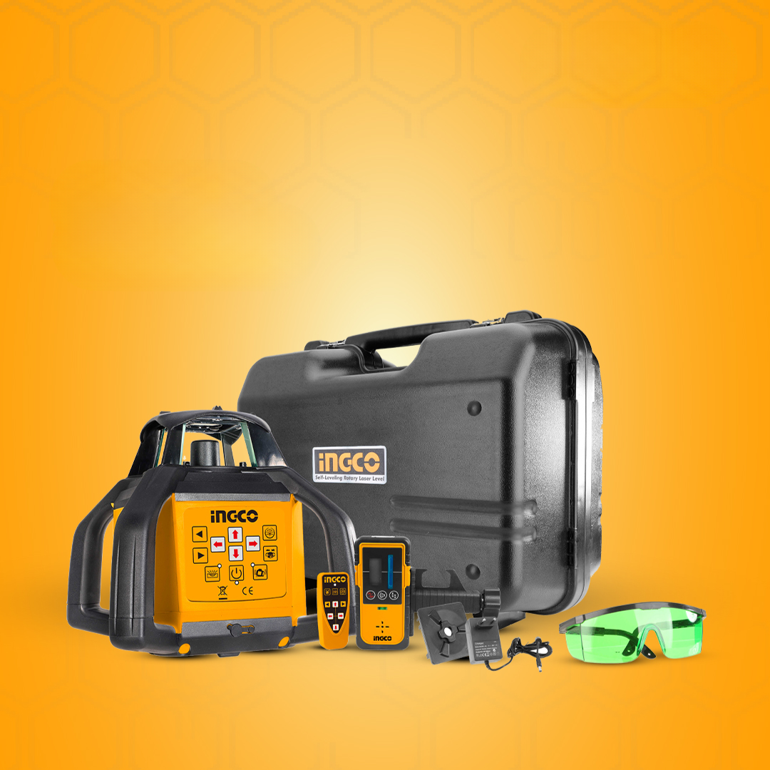 Ingco Self-Leveling Rotary Laser Level with Green Beam & Remote Control – HLRL30051