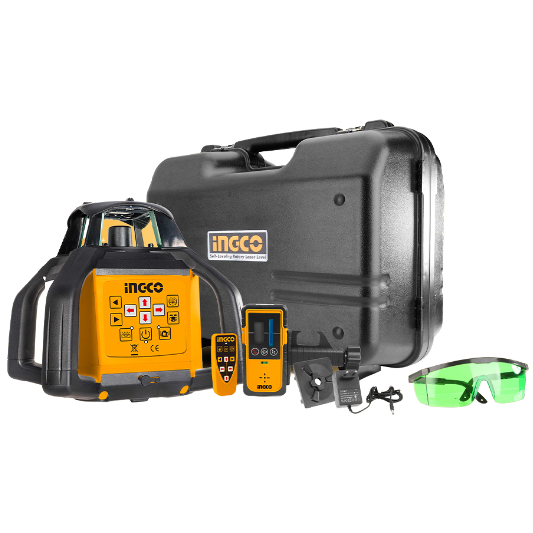 Ingco Self-Leveling Rotary Laser Level with Green Beam & Remote Control – HLRL30051