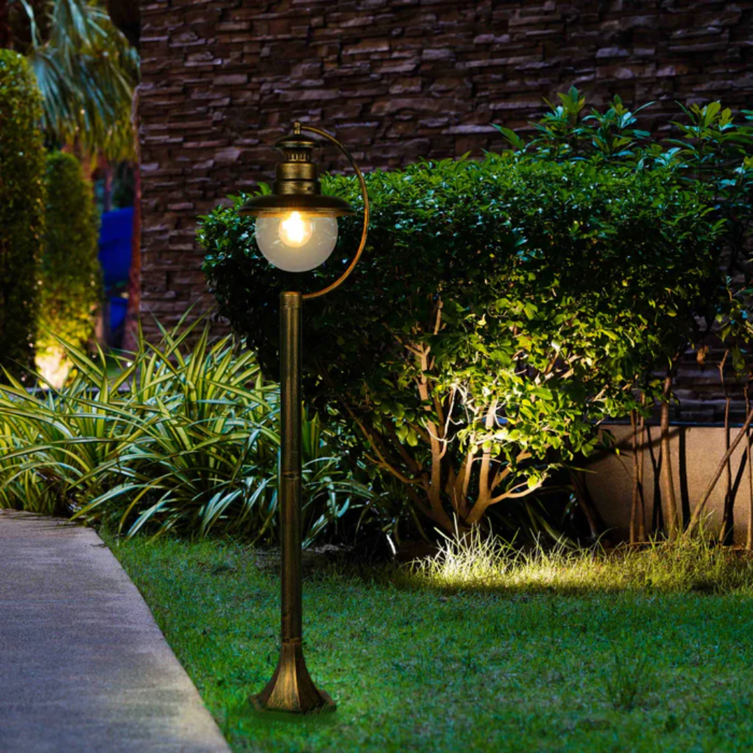 Artu Black And Gold Outdoor Pathway Bollard Lawn Light - 40W