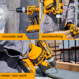 Ingco Lithium-Ion Cordless Hammer Impact Drill With Two 20V 2.0Ah Batteries & Charger - CIDLI200215