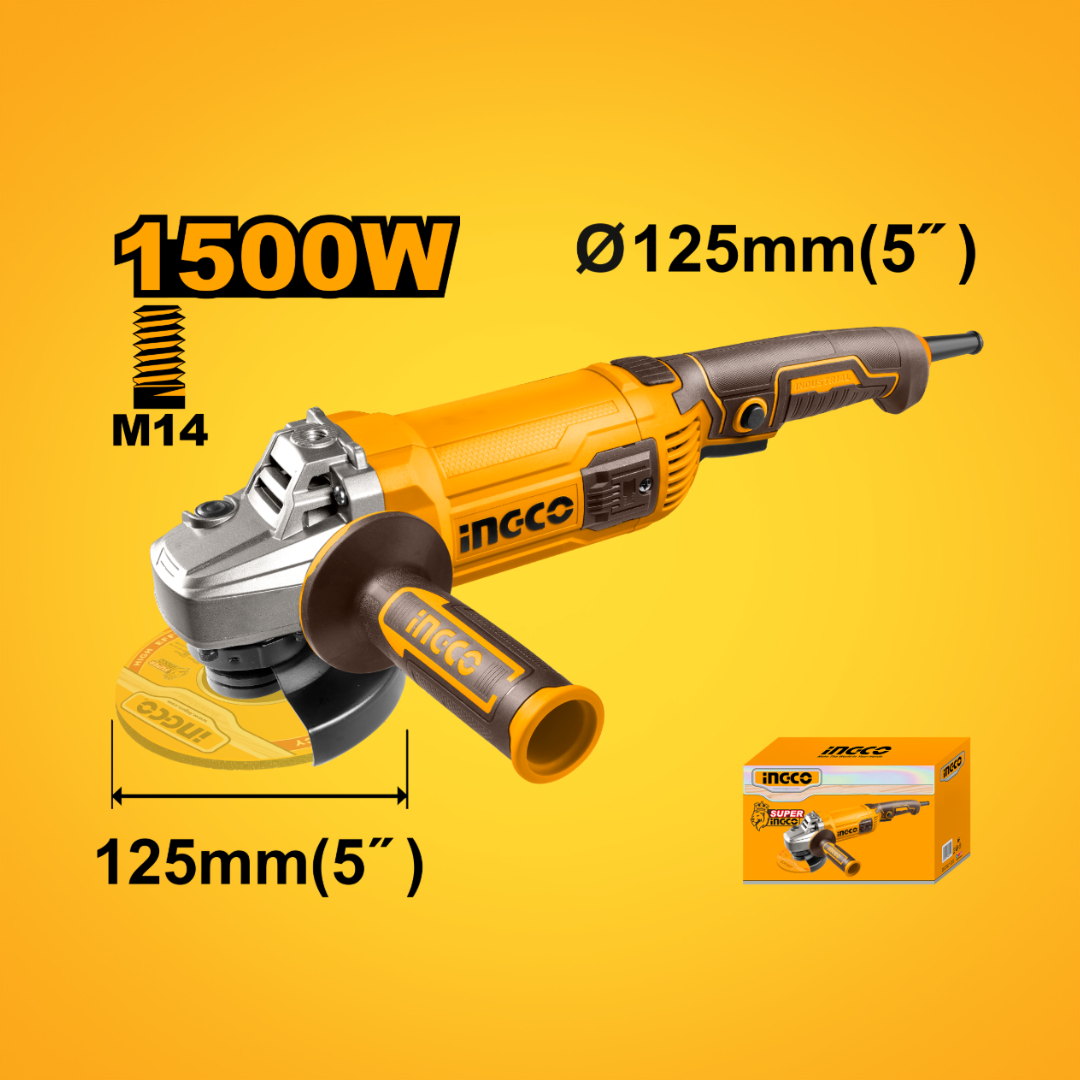 Ingco 5"/125mm Angle Grinder 1500W - AG150028