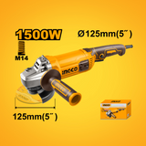 Ingco 5"/125mm Angle Grinder 1500W - AG150028