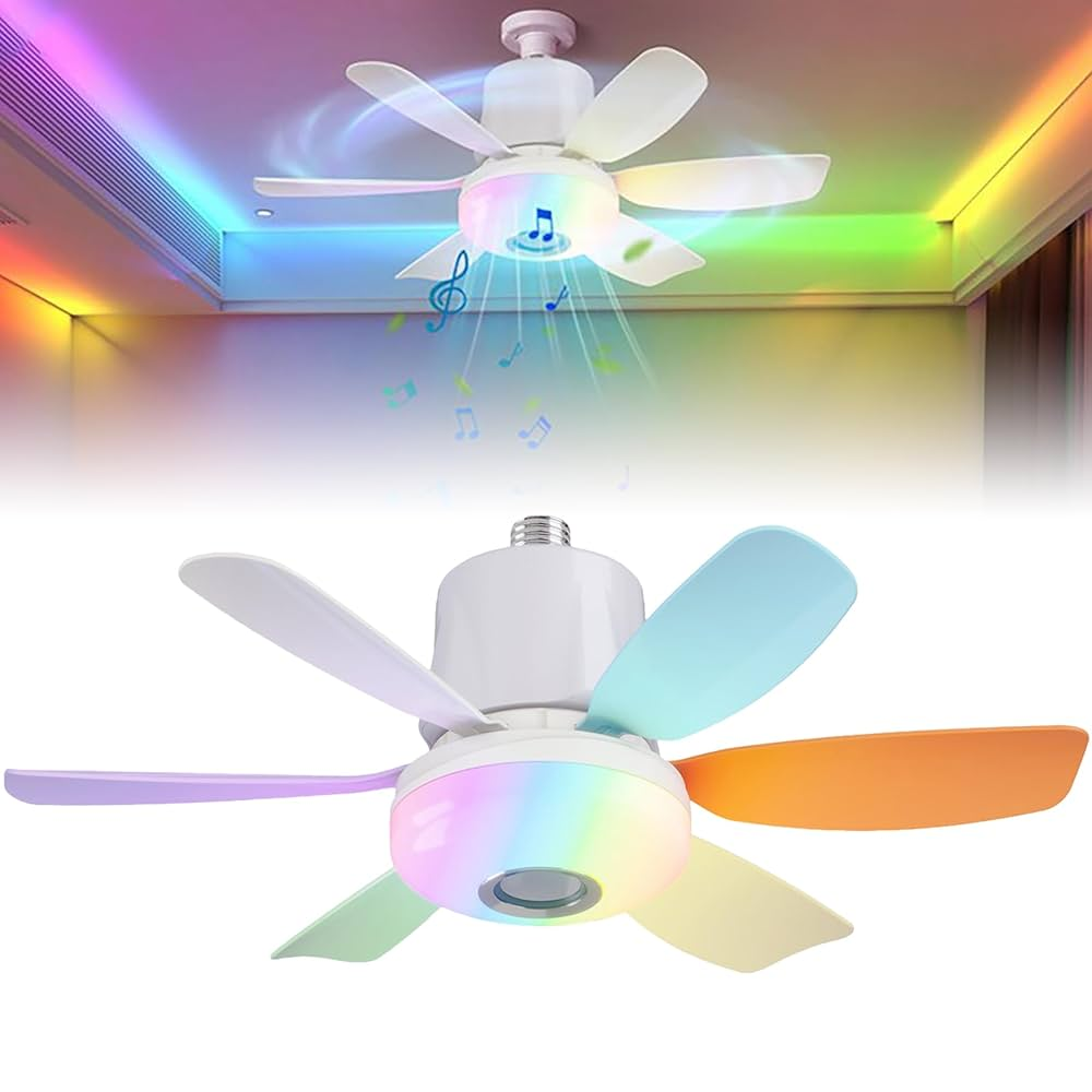 Colorful RGB 2 in 1 Remote Control Ceiling Fan Light - ESC-LEC020R-C