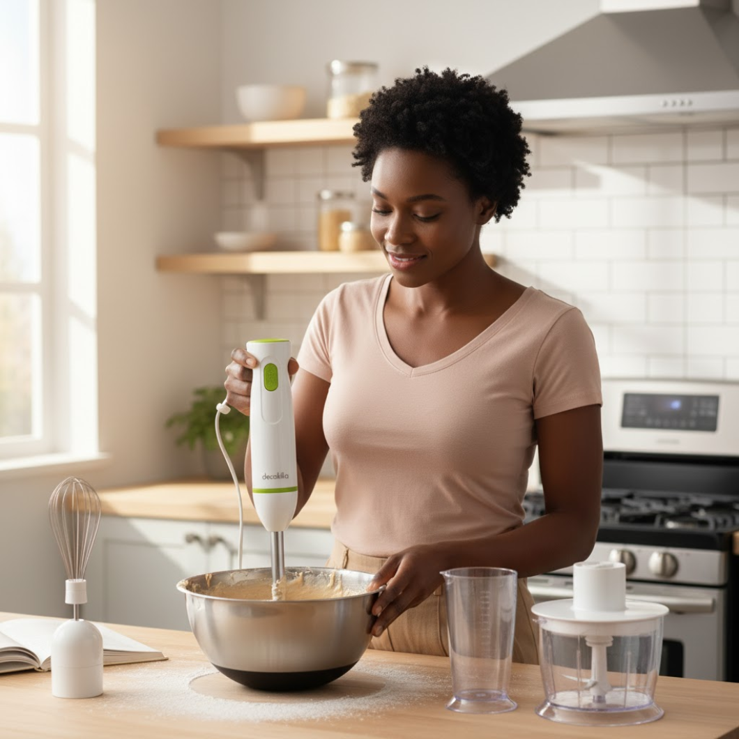 Small Appliance Collection - Decakila 3 in 1 Breakfast Station 1050W, Hand Blender & Storage Containers