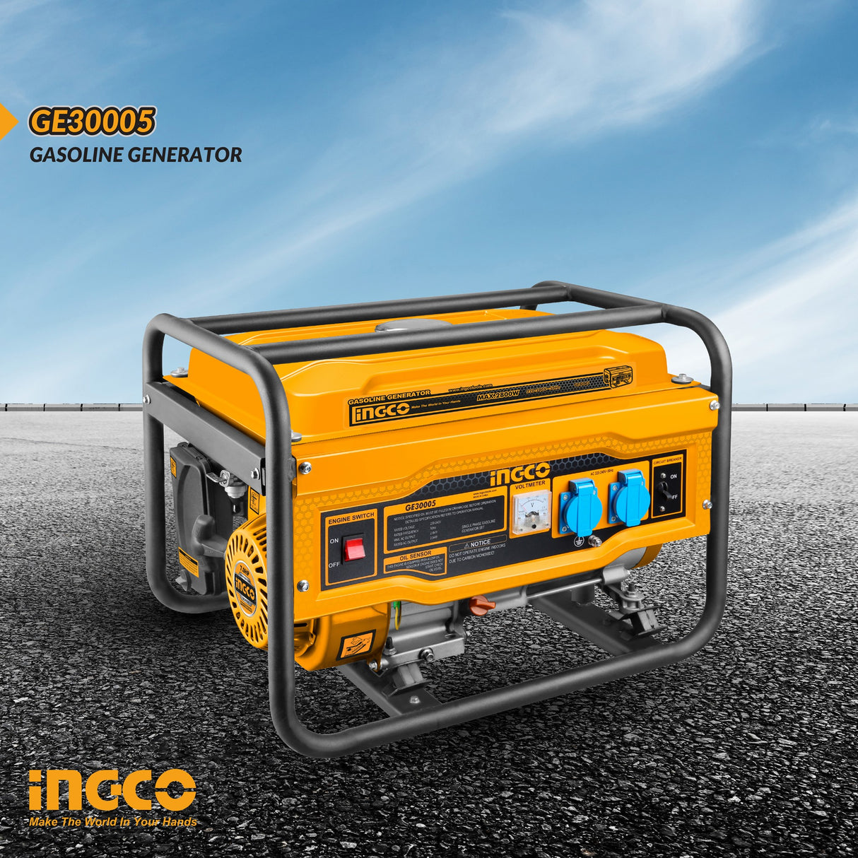 Ingco Gasoline Generator 2.8KW with 4-Stroke Engine & Air-Cooling System - GE30005