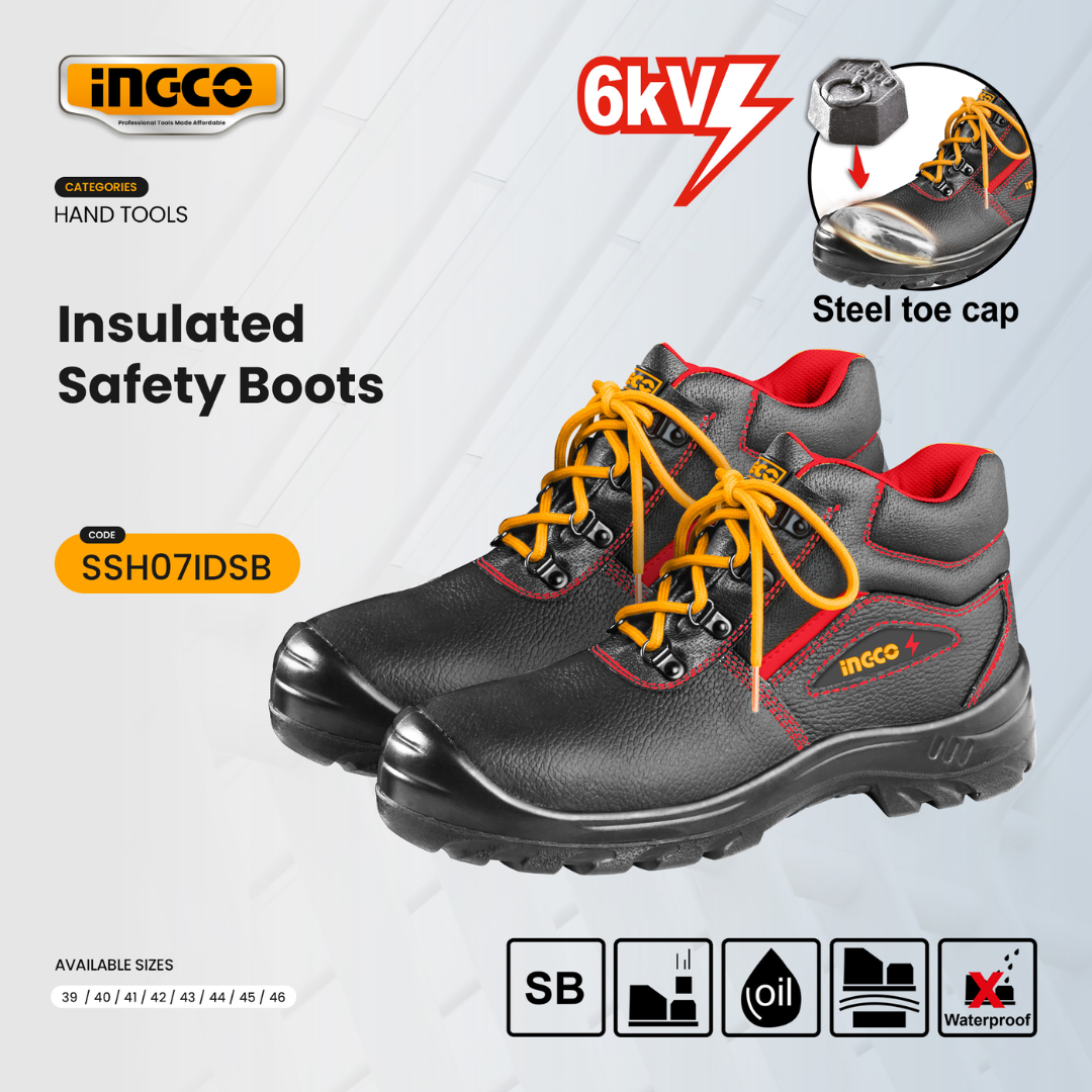 Ingco Insulated Safety Boots with Steel Toe Cap & 6KV Protection – SSH07IDSB