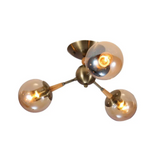 Amber 3 Lamp Globe Glass Vintage Retro Molecule Ceiling Light - 40W