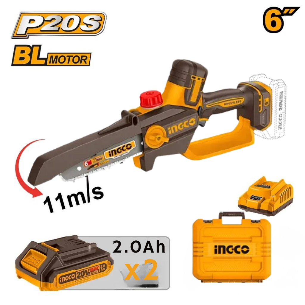 Ingco 20V Lithium-Ion Cordless Pruner Saw with 6" Bar  - CGSLI20662