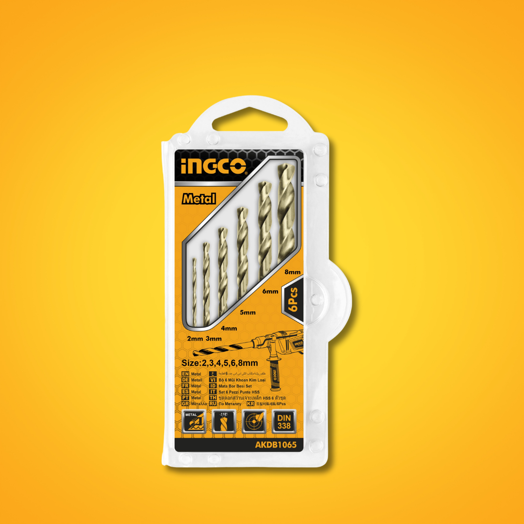 Ingco 6 Pieces HSS Twist Drill Bits Set - AKDB1065