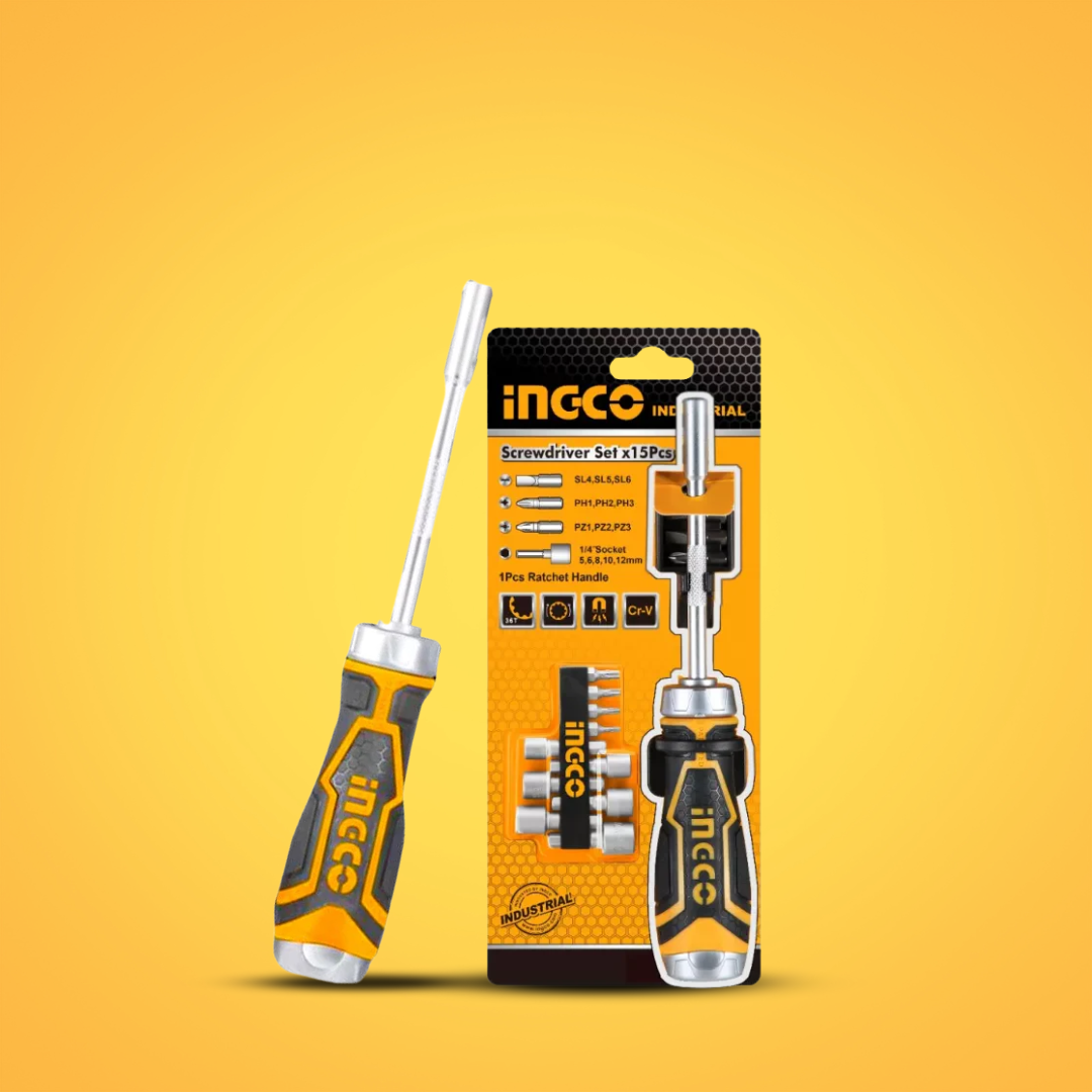 Ingco 15-in-1 Ratchet Screwdriver Set - AKISD1508