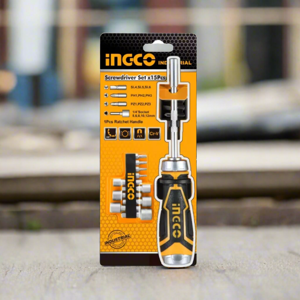 Ingco 15-in-1 Ratchet Screwdriver Set - AKISD1508