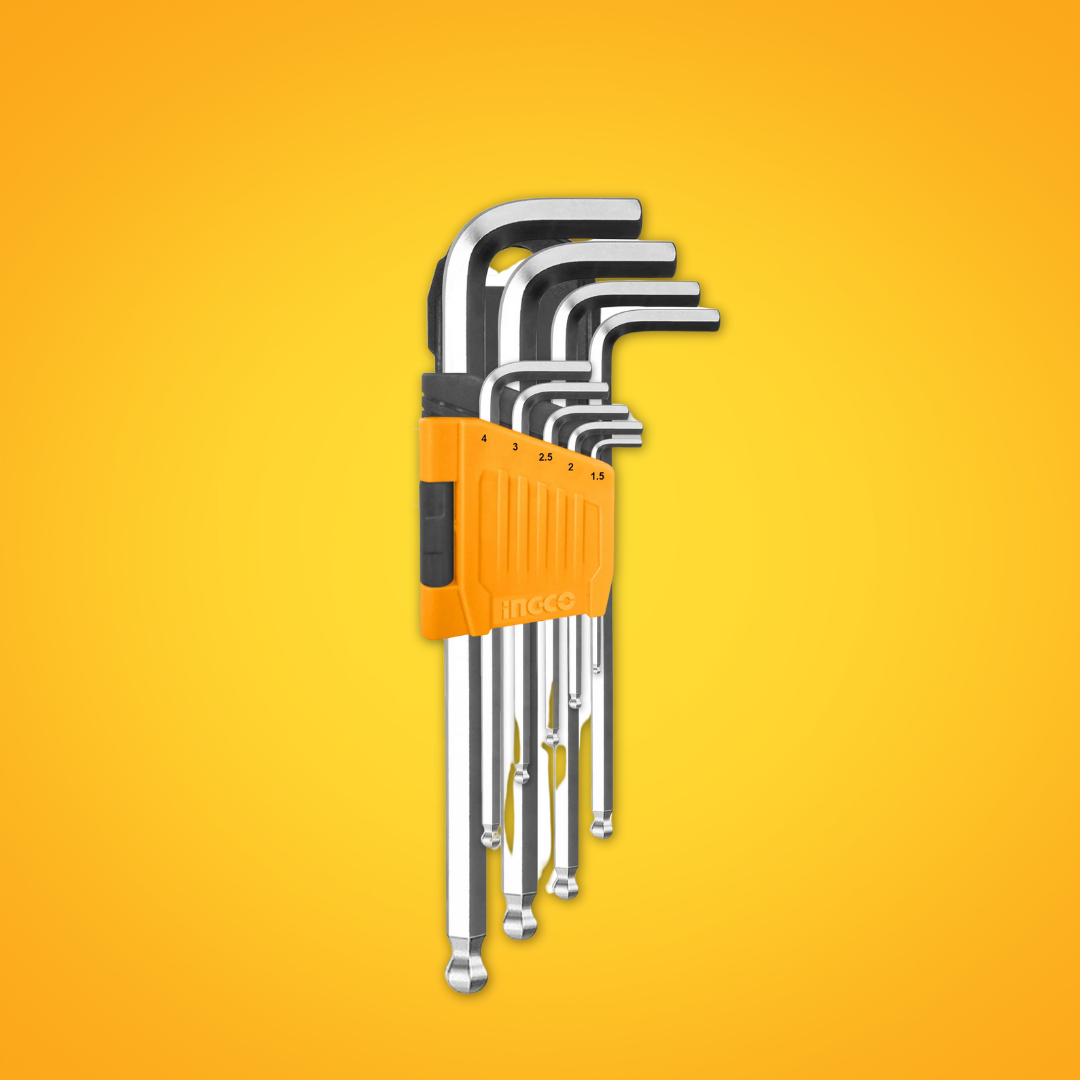Ingco 9 Pieces Ball Point Hex Key Set - HHK12091