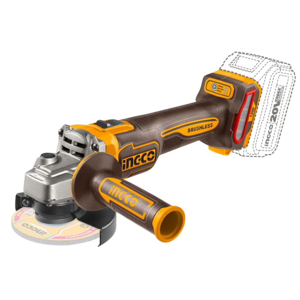 Ingco 20V Lithium-Ion 1200W Cordless Angle Grinder with Brushless Motor - CAGLI221153