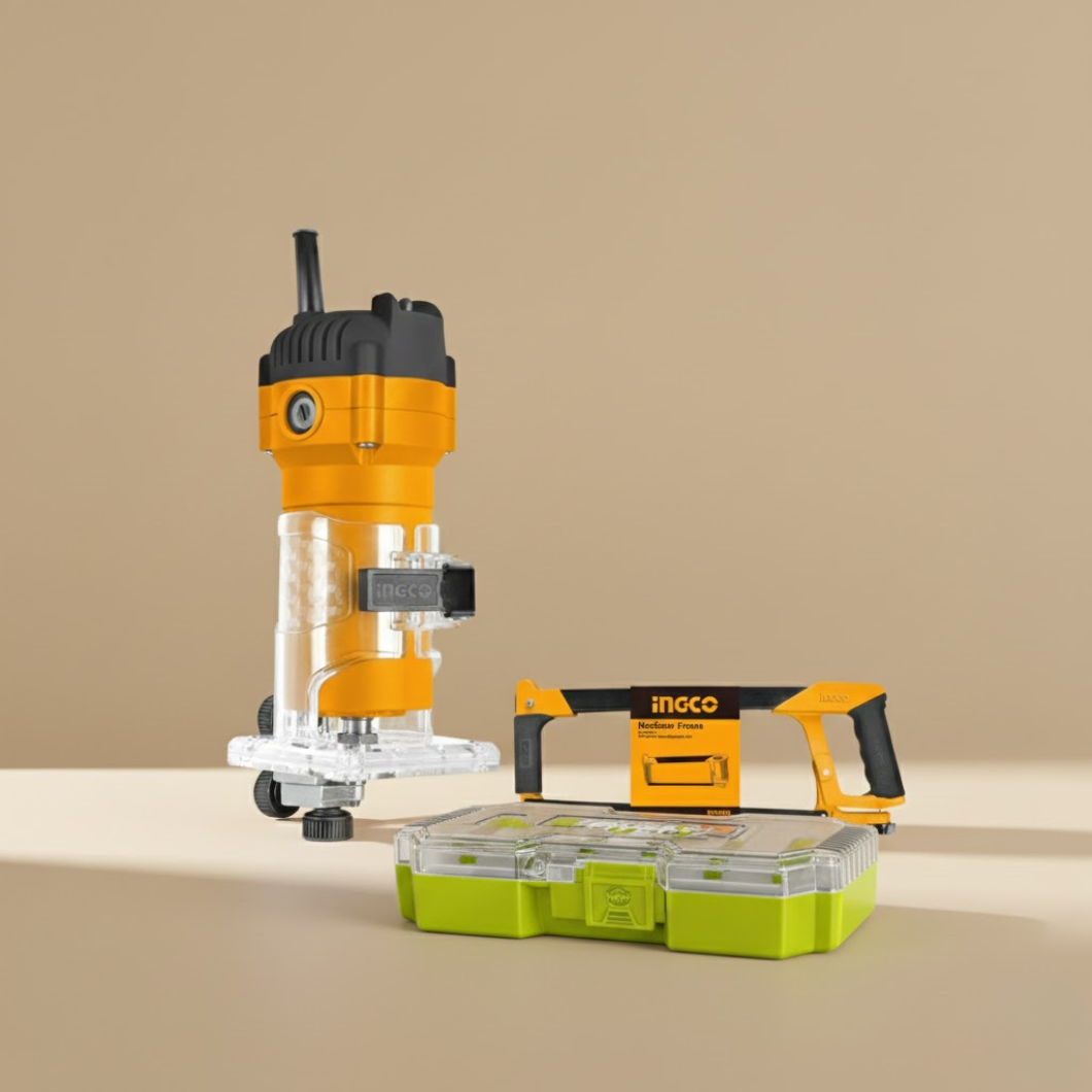 Edge Pro Cut Set - Laminate Trimmer, Hacksaw And 6 Pieces Router Bits Set