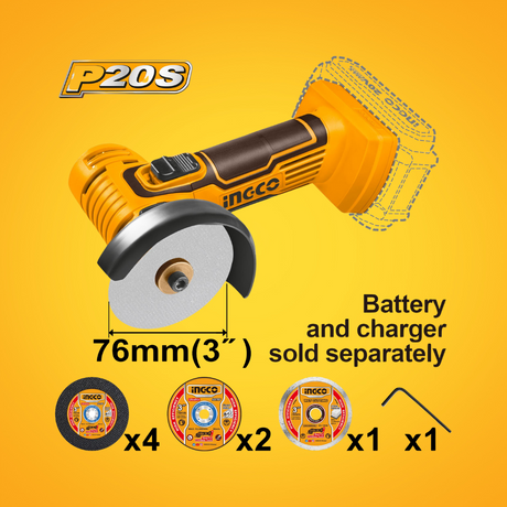 Ingco 20V Cordless Mini Cut-Off Tool with 76mm Disc – CAGLI7601