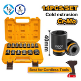 Ingco 14 Pieces 1/2" Impact Socket Set - HKISSD12141