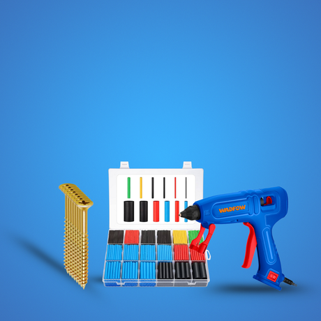 Fastening & Bonding Pack - Wadfow 240 Pieces 6x70mm Chipboard Screws, 45W Glue Gun & 120 Pieces Heat Shrink Tubing Assortment