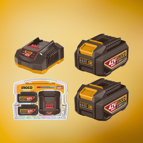 Ingco 42V 2.5Ah (2x) Lithium-Ion Battery & Charger Kit - FBCPM25221