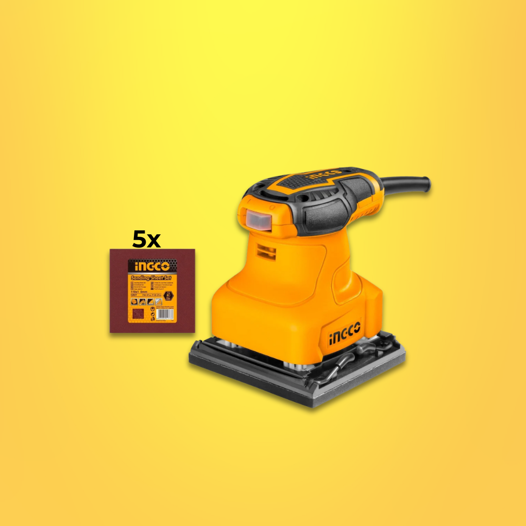 Ingco 240W Corded Palm Sander with With 5-Pieces Sand Papers - PS2408