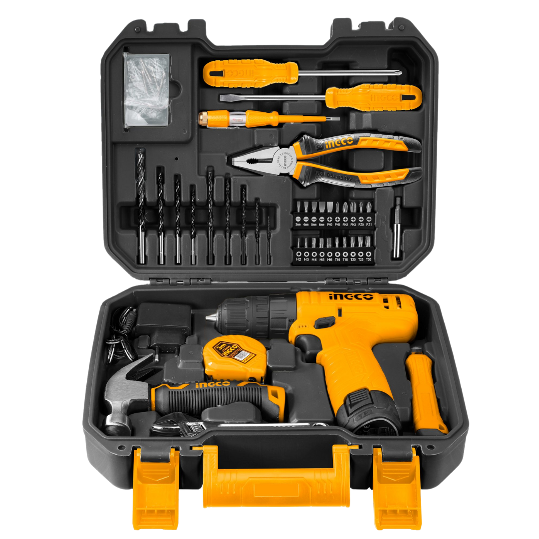 Ingco 81 Pieces Tools Set with 12V Li-ion Cordless Drill - HKTHP10811