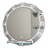 Heavy Round Bathroom Mirror with Triple Shelf 60cm x 60cm