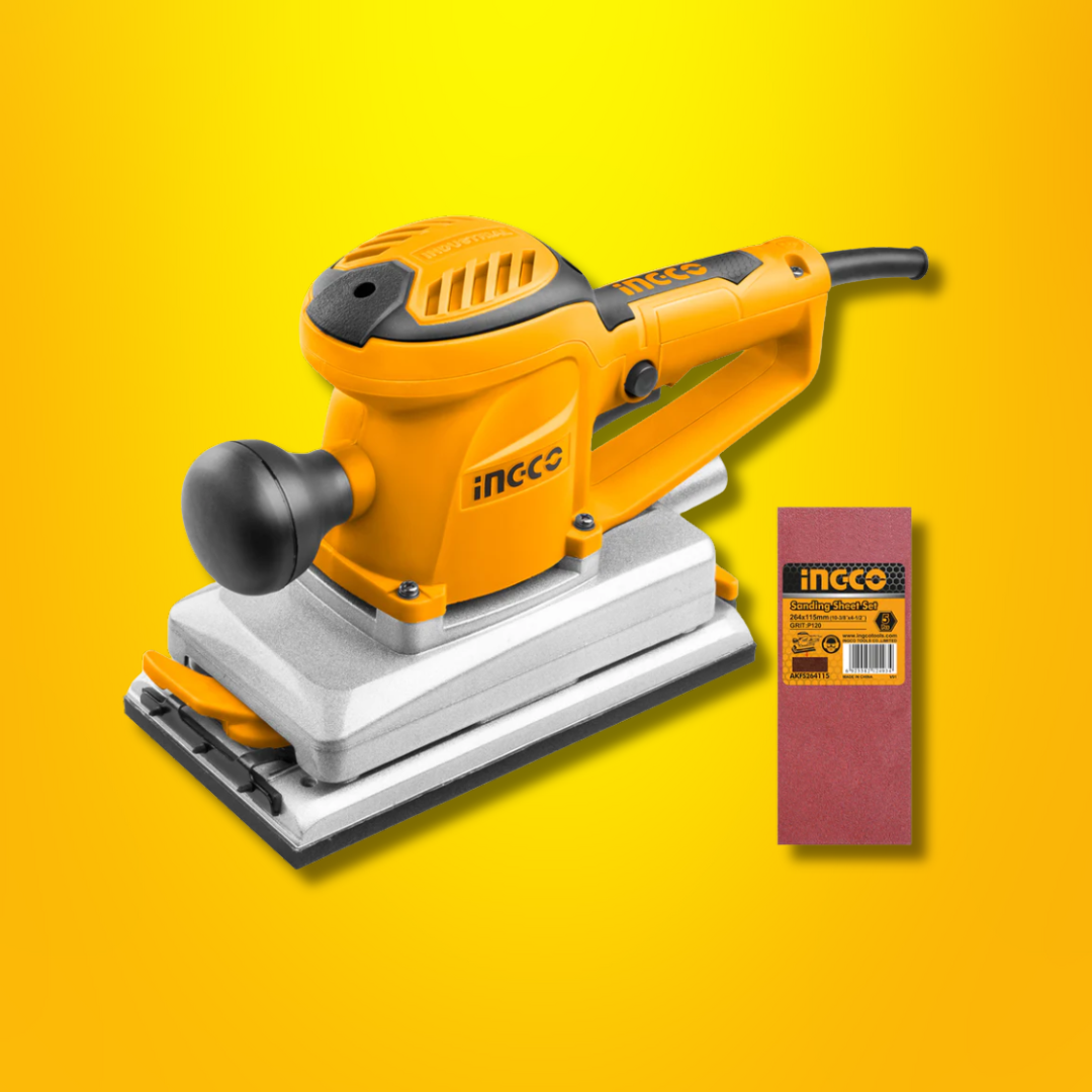 Ingco 350W Corded Finishing Sander with 5-Pieces Sand Papers - FS35028