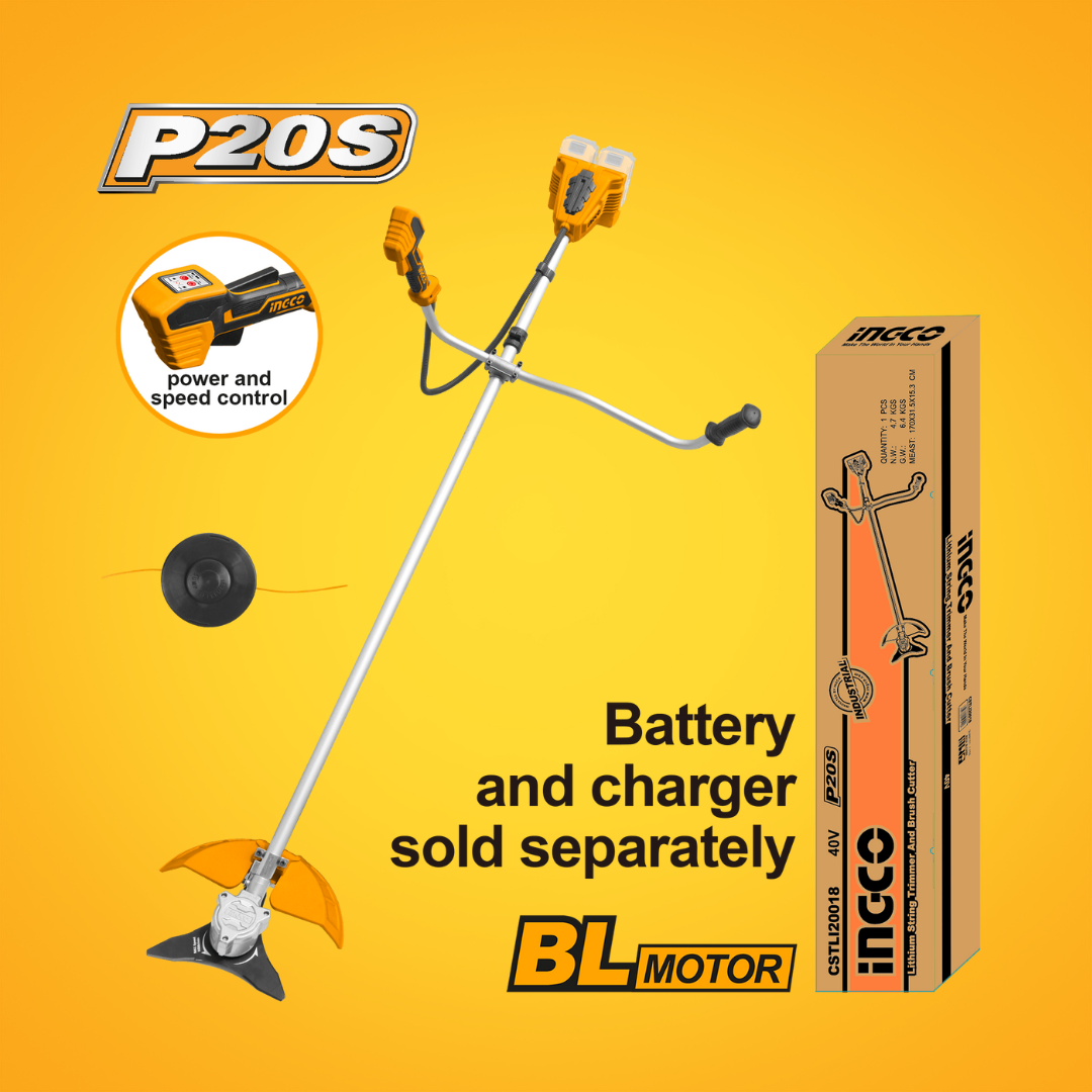 Ingco 40V Lithium-Ion Cordless String Trimmer & Bush Cutter – CSTLI20018