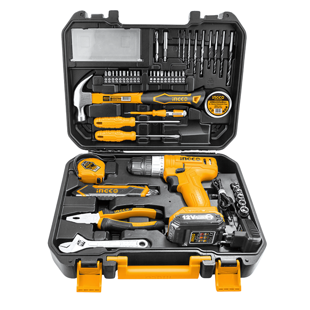 Ingco 127 Pieces Tools Set with 12V Li-ion Cordless Drill - HKTHP11271