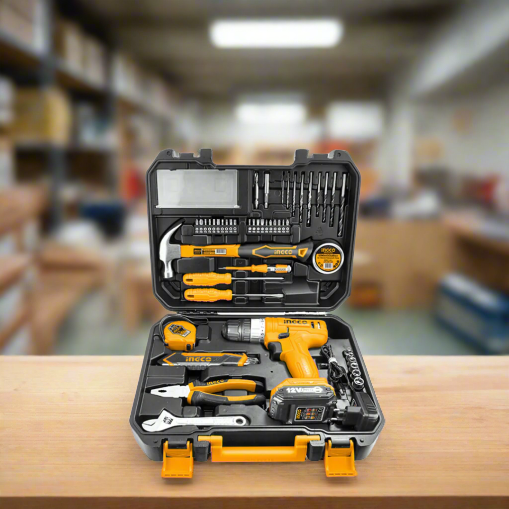 Ingco 127 Pieces Tools Set with 12V Li-ion Cordless Drill - HKTHP11271