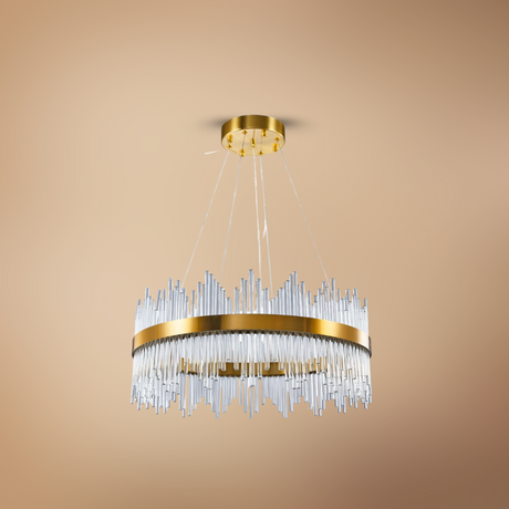 Modern Crystal Chandelier, Round Crystal Gold LED Hanging Ceiling Light - ESC-SJD-A-800