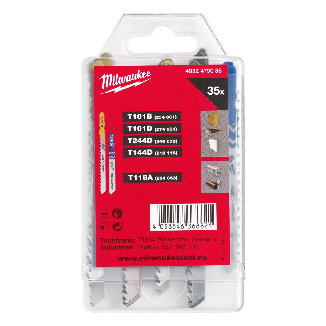 Milawaukee 35 Pieces  Jigsaw Blade Set with T Shank - 4932479088