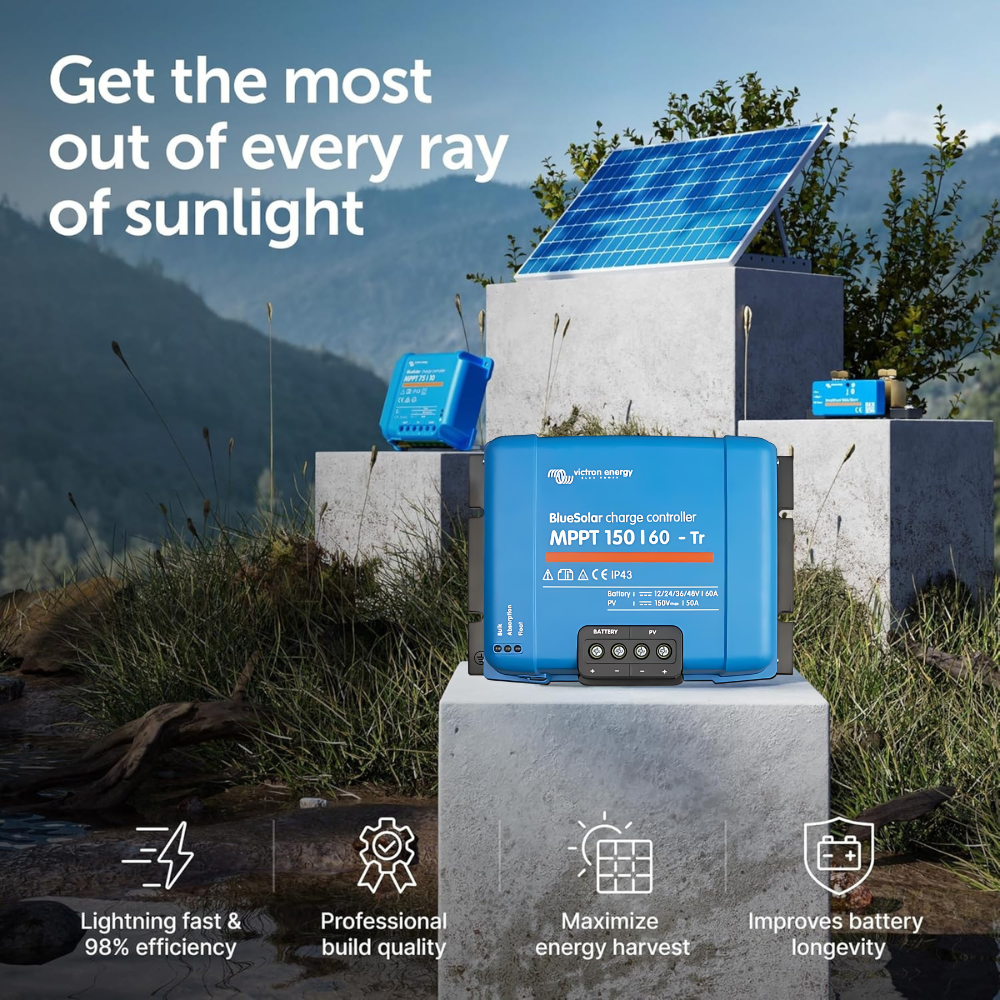 Victron Energy BlueSolar MPPT 150/60-Tr (12/24/36/48V-60A) Smart Solar Charge Controller - SCC010060200