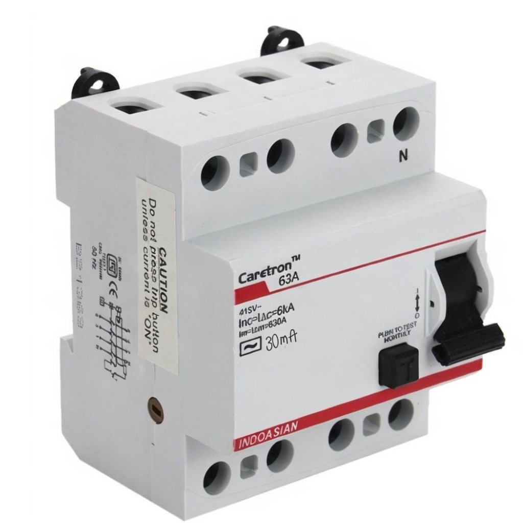 Indoasian Caretron 63A Four Pole RCCB - F/P RCCB 63A, 30mA