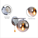 Elephant Globe 1xE27 Chrome Smoky Glass Wall Light - 52011