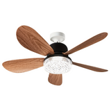 Wooden Textured blades Ceiling Fan with LED Light and Remote Control - 18W