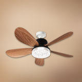 Wooden Textured blades Ceiling Fan with LED Light and Remote Control - 18W